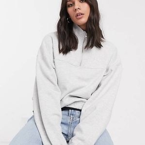 NWT - Weekday Lou Half-zip Sweatshirt in Gray - Medium